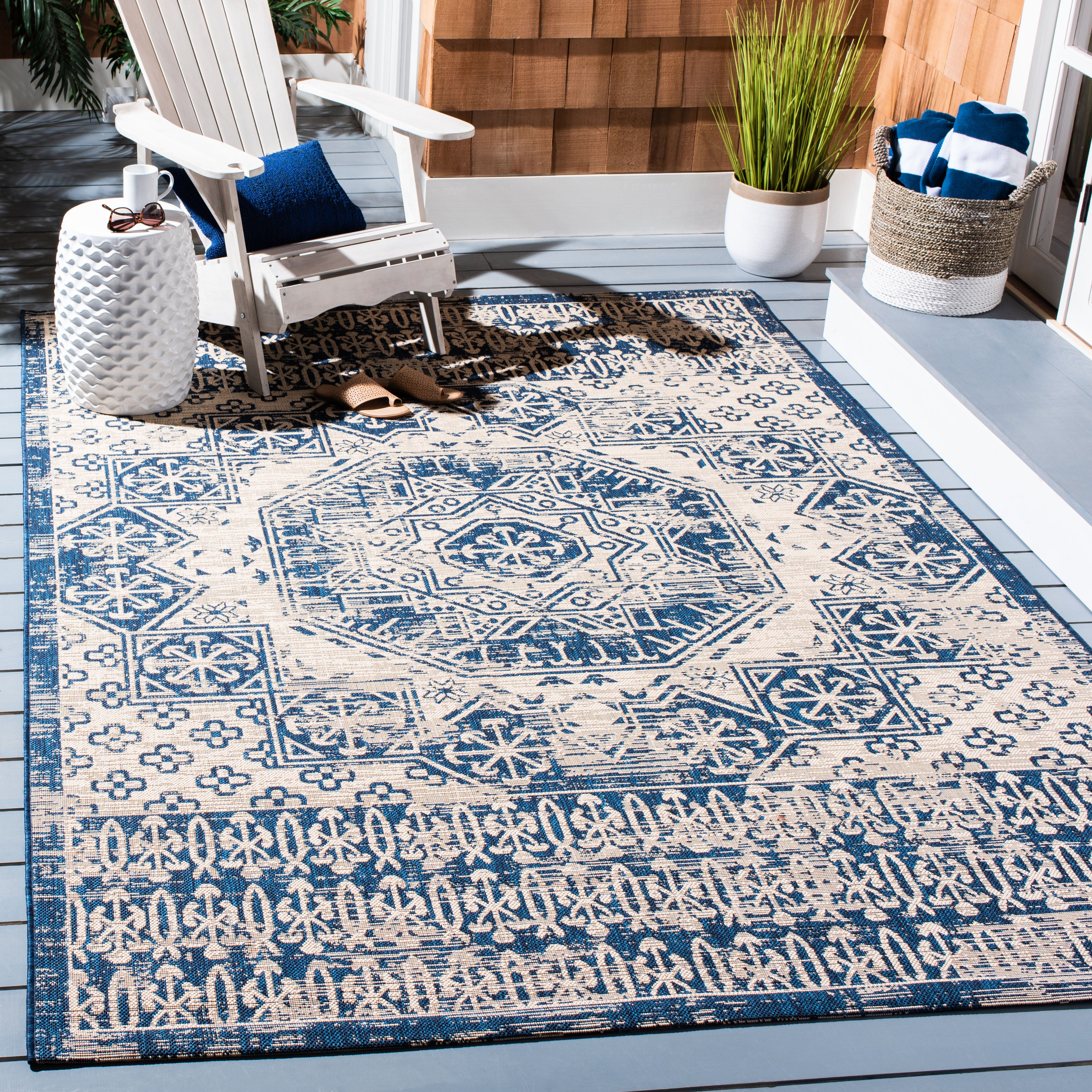 Safavieh Courtyard 578 Rug, CY8578 - BEIGE / NAVY