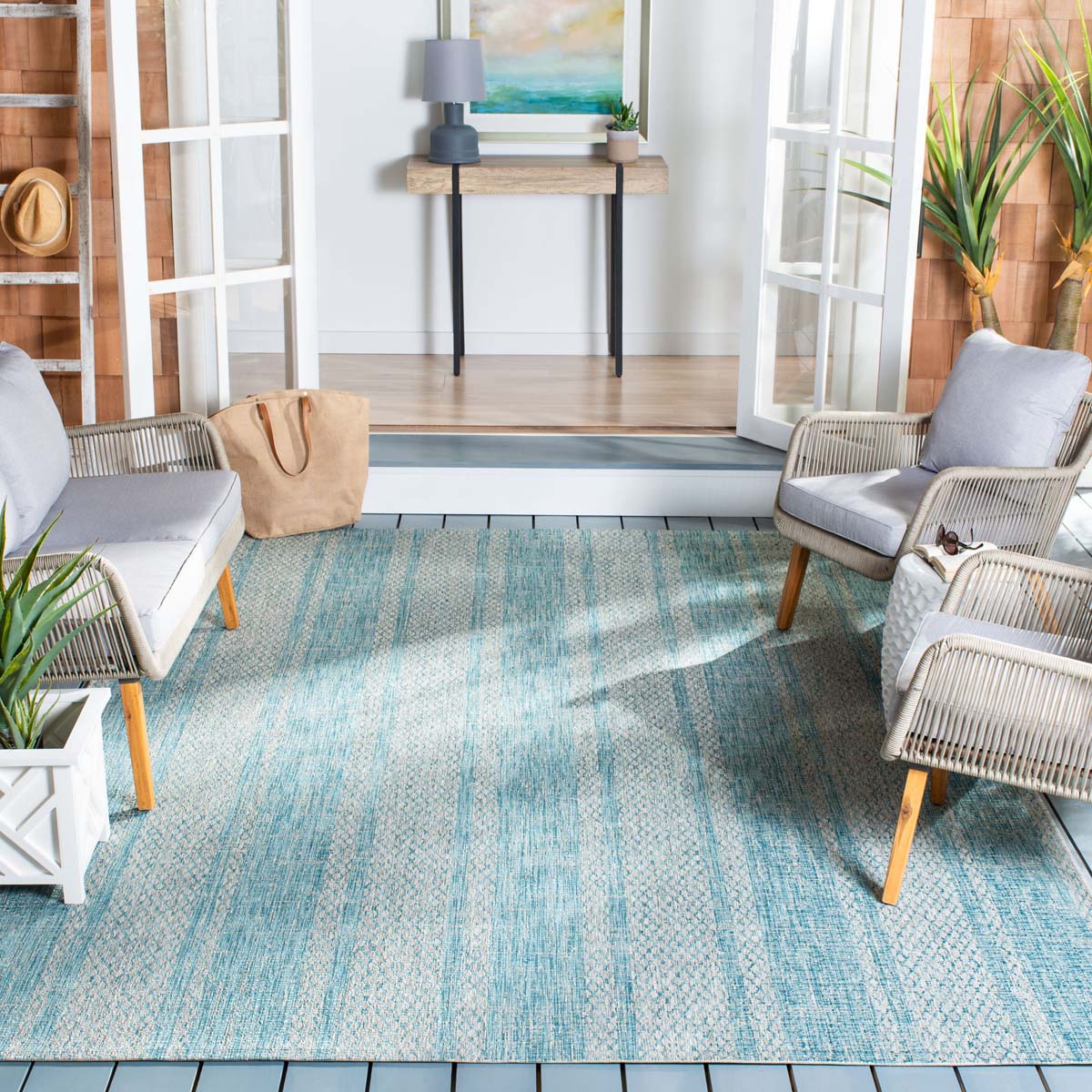 Safavieh Courtyard 964 Rug, CY8964 - LIGHT GREY / AQUA