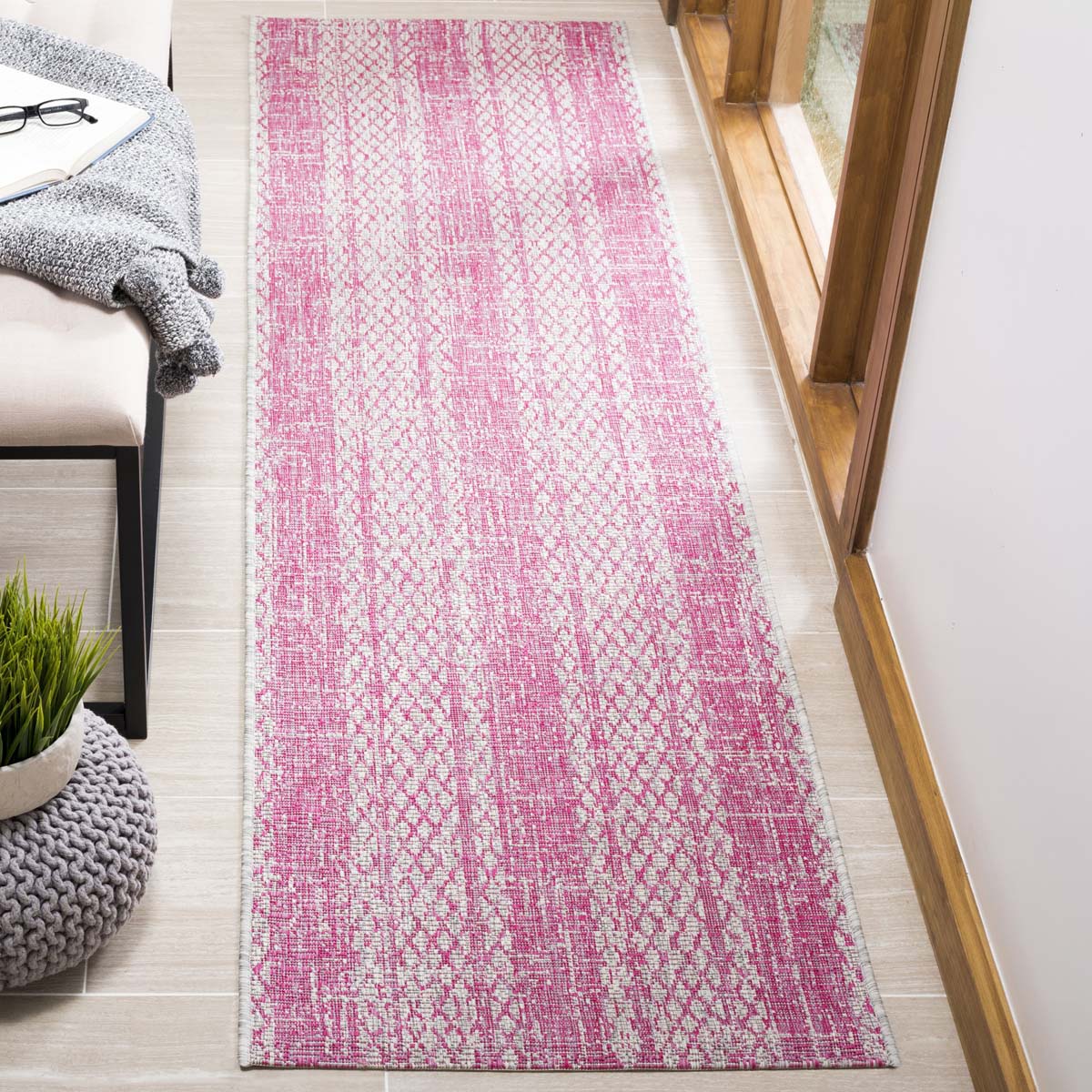 Safavieh Courtyard 966 Rug, CY8966 - LIGHT GREY / FUCHSIA