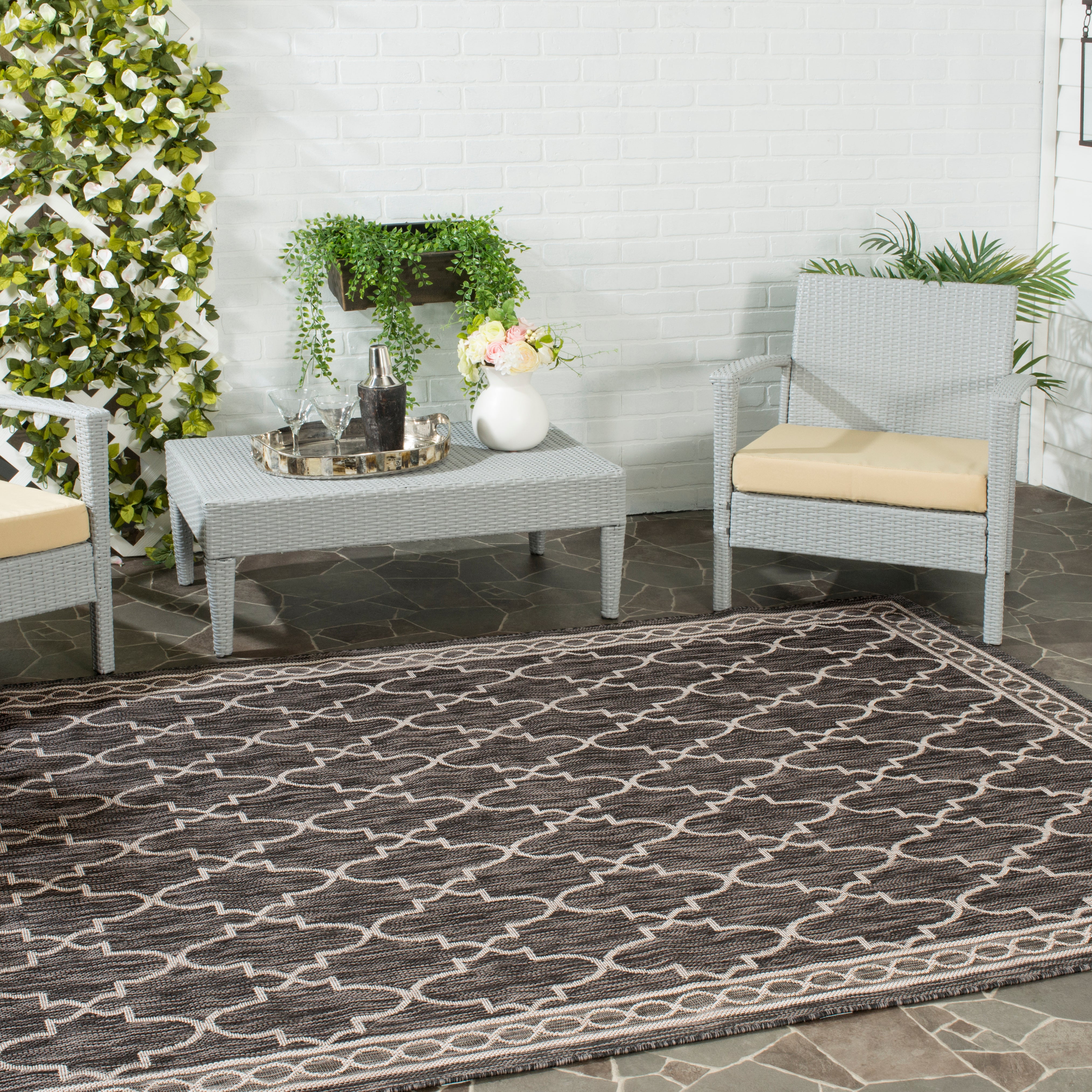 Safavieh Courtyard 871 Rug, CY8871 - BLACK / BEIGE