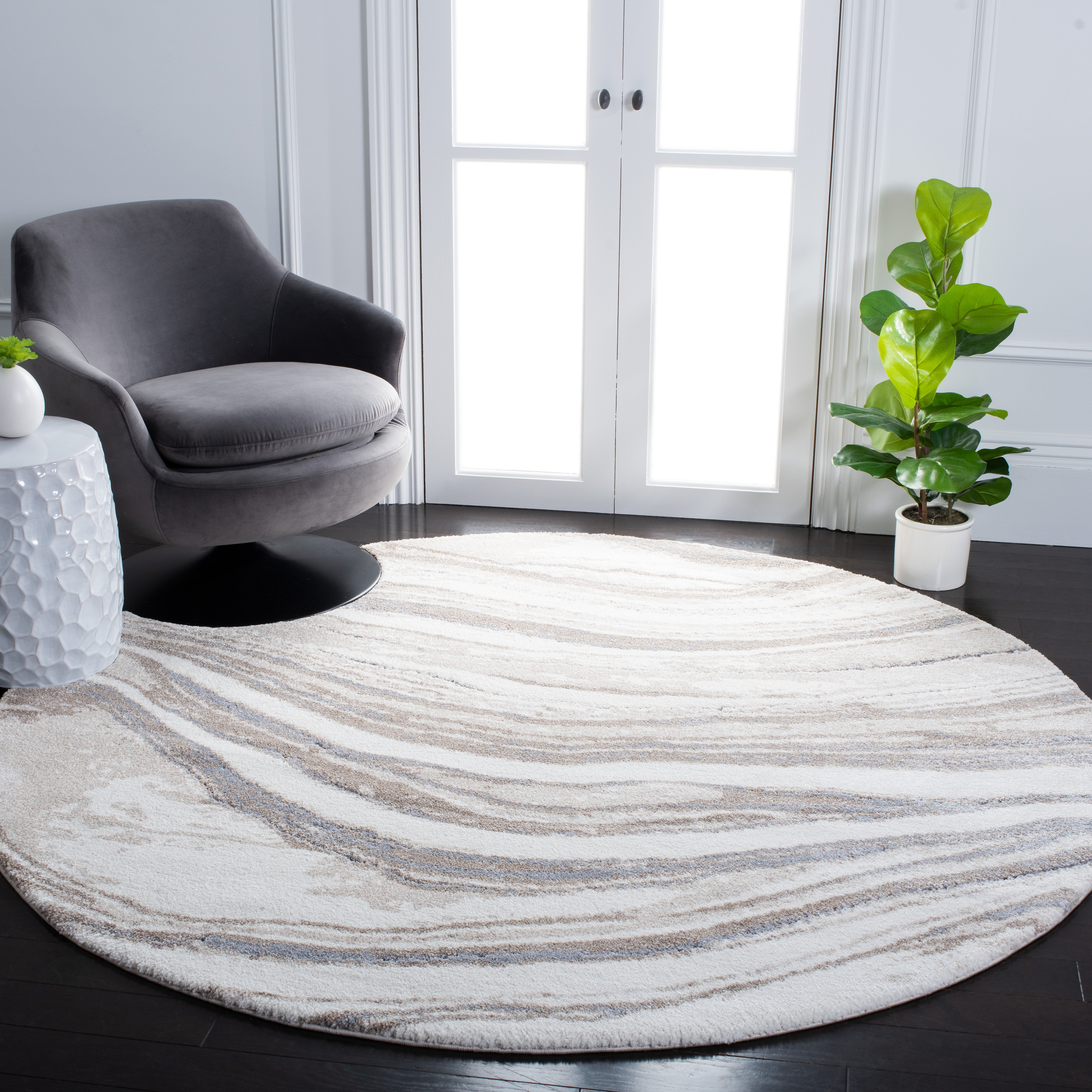 Safavieh Cyrus Shag 130 Rug, CYR130 - IVORY / GREY