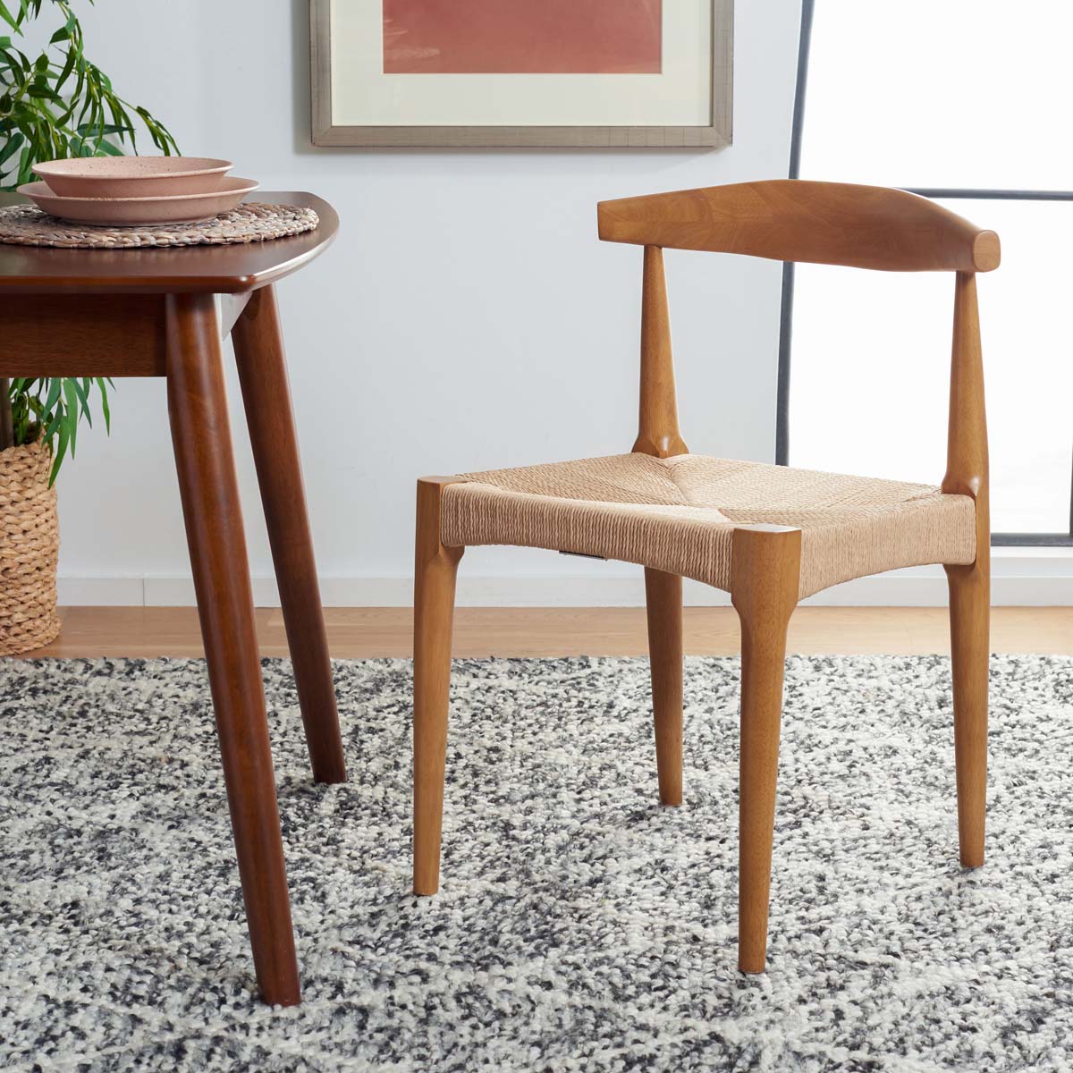 Safavieh Dagney Woven Chair , DCH1008 - Walnut Body / Natural Woven Seat
