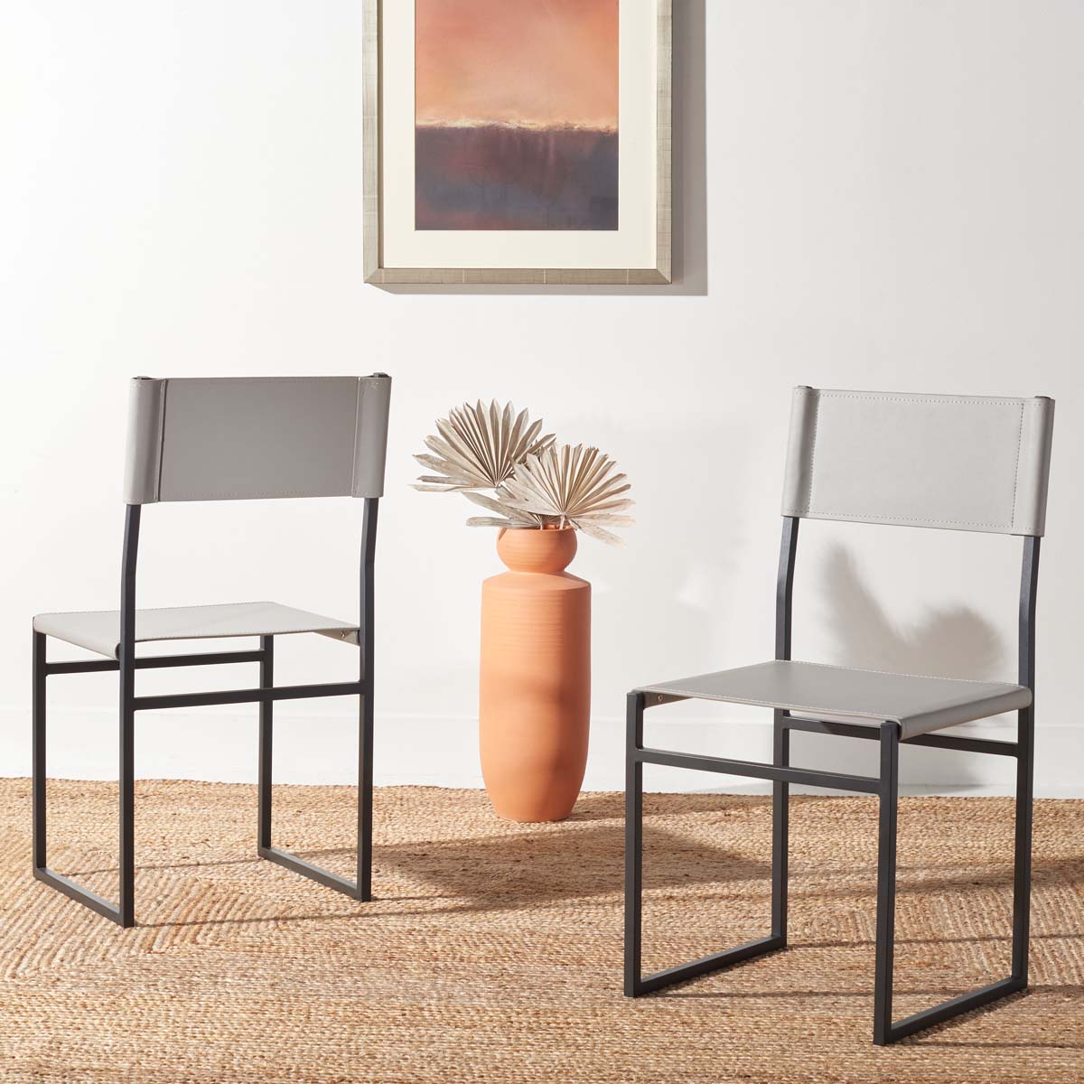 Safavieh Layne Dining Chair (Set of 2), DCH3003 - Light Grey / Black
