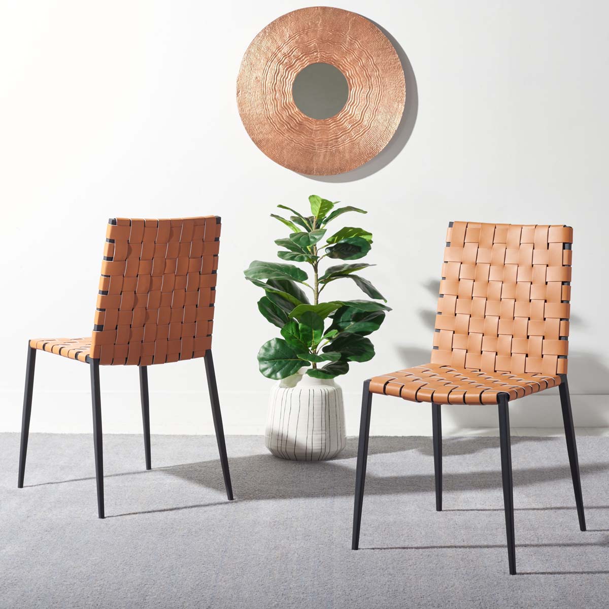 Safavieh Rayne Woven Dining Chair (Set of 2), DCH3006 - Natural / Black