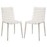 Safavieh Rayne Woven Dining Chair (Set of 2), DCH3006 - White / Silver