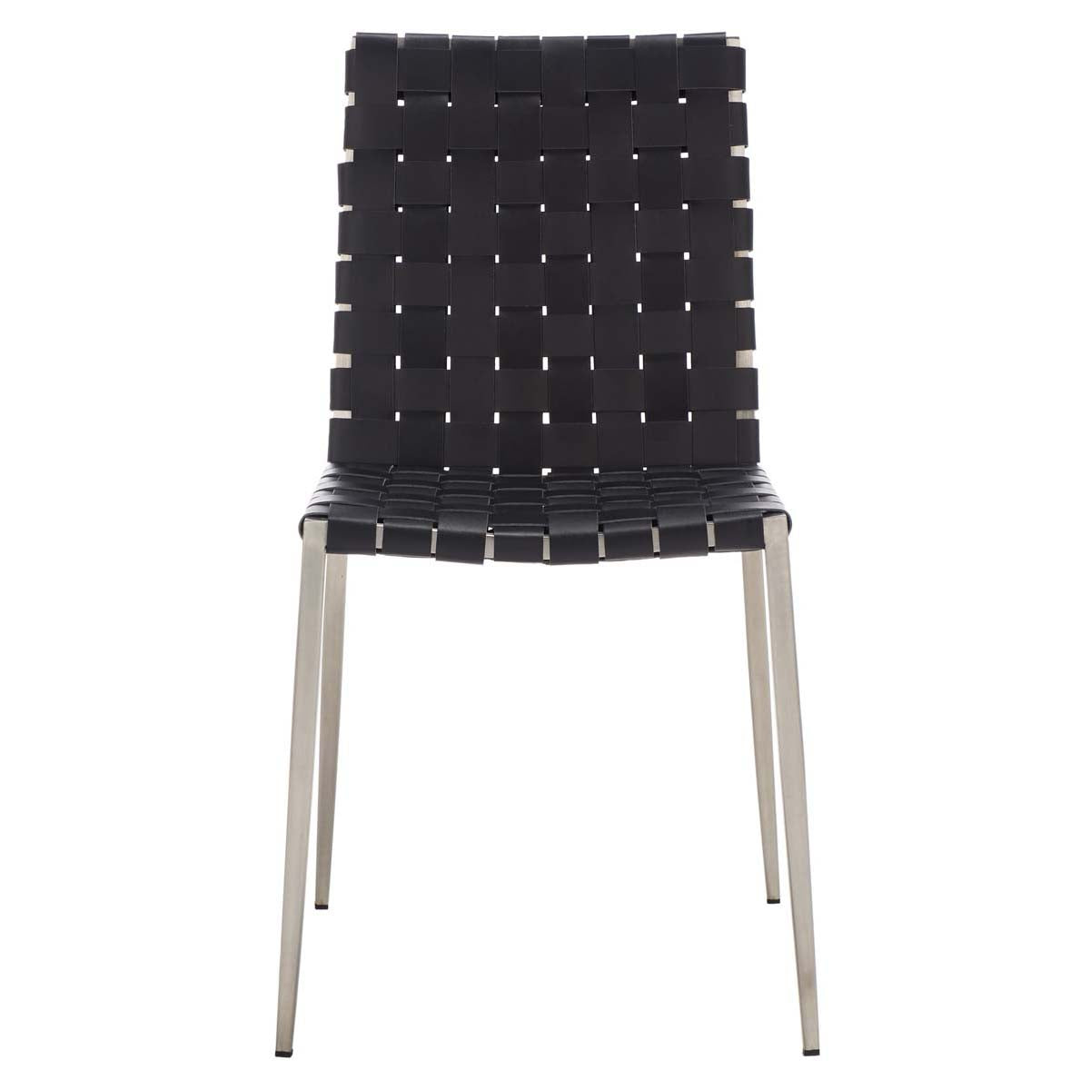 Safavieh Rayne Woven Dining Chair (Set of 2), DCH3006 - Black / Silver