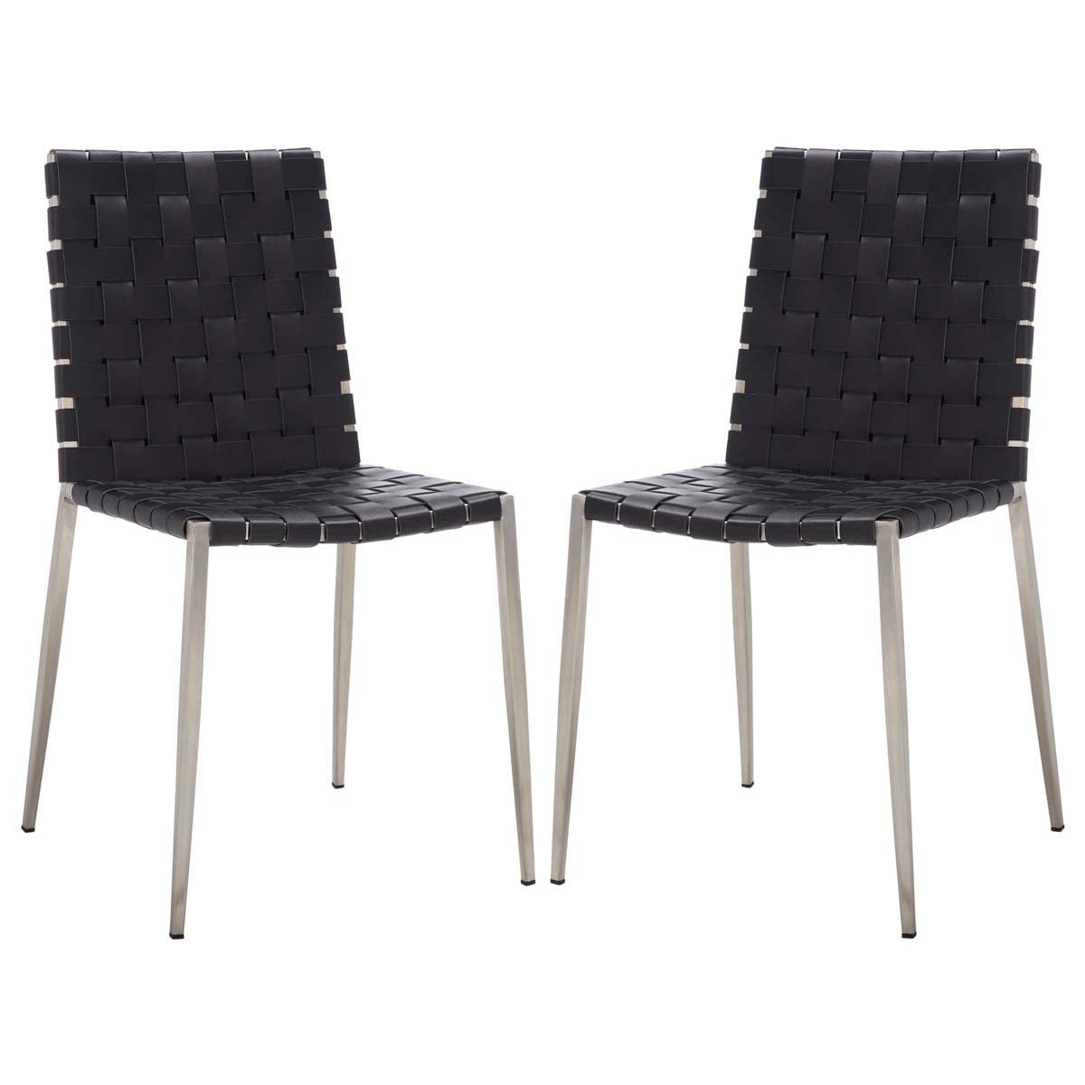 Safavieh Rayne Woven Dining Chair (Set of 2), DCH3006 - Black / Silver