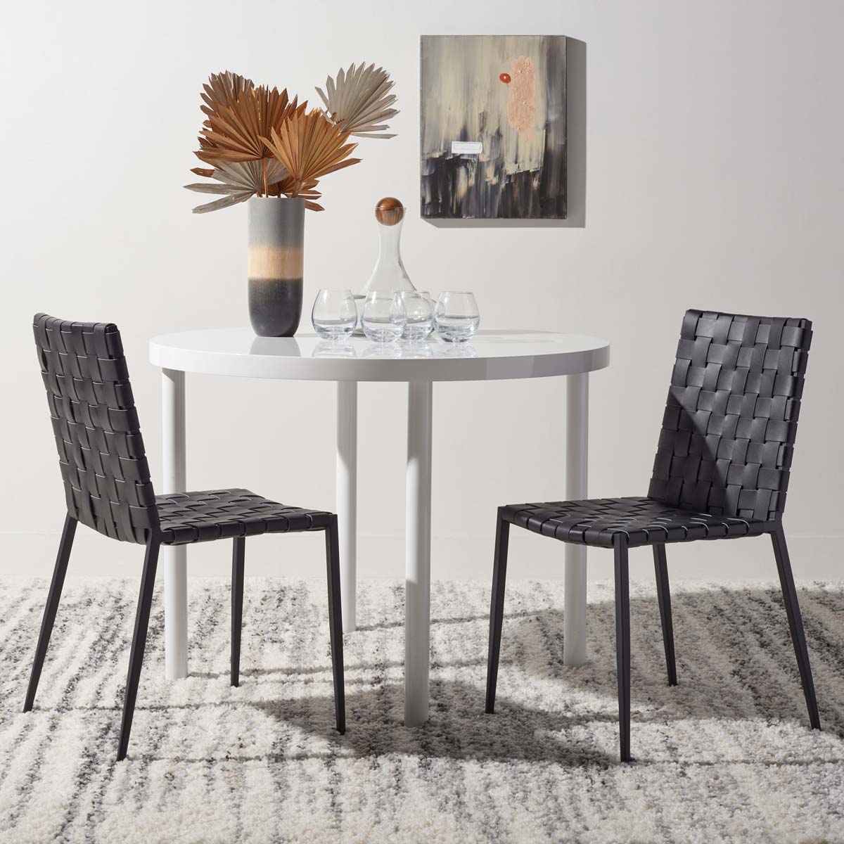 Safavieh Rayne Woven Dining Chair (Set of 2), DCH3006 - Black