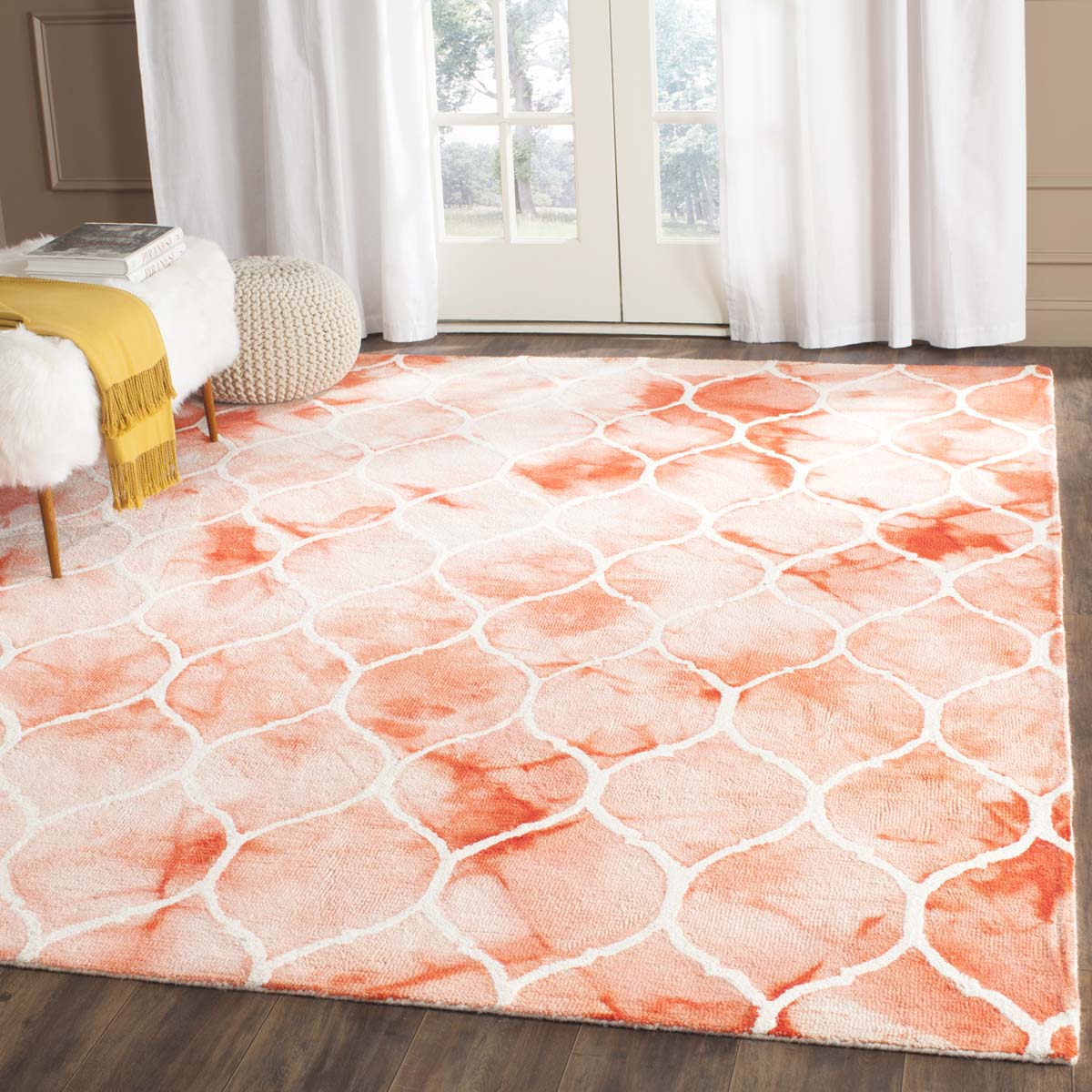 Safavieh Dip Dye 685 Rug, DDY685 - Orange / Ivory