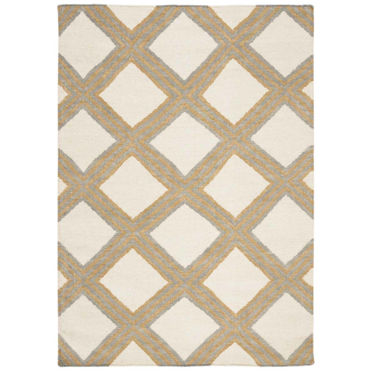 Safavieh Dhurries 109 Rug, DHU109 - Ivory / Gold