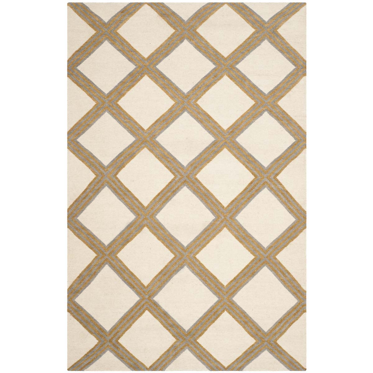 Safavieh Dhurries 109 Rug, DHU109 - Ivory / Gold