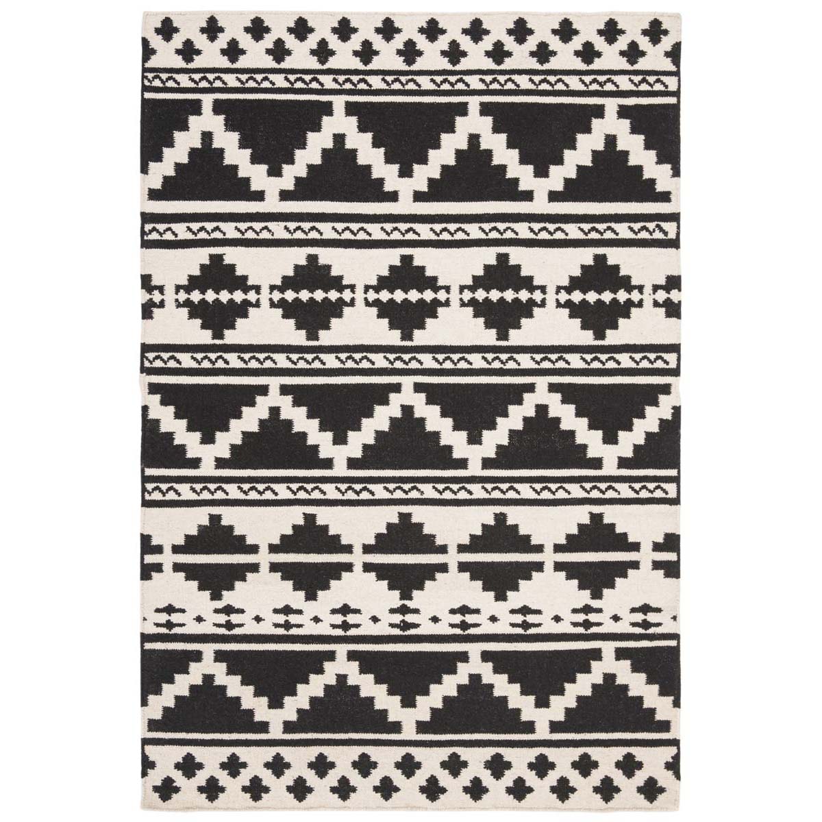 Safavieh Dhurries 110 Rug, DHU110 - Black / Ivory