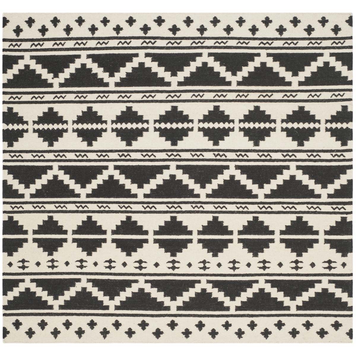 Safavieh Dhurries 110 Rug, DHU110 - Black / Ivory