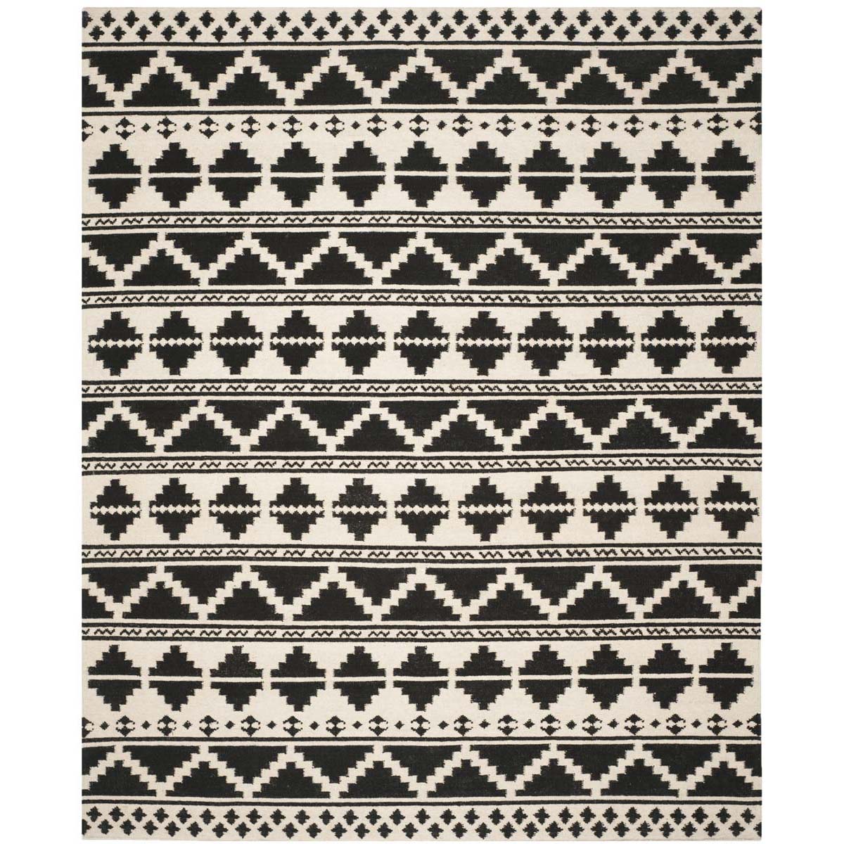 Safavieh Dhurries 110 Rug, DHU110 - Black / Ivory