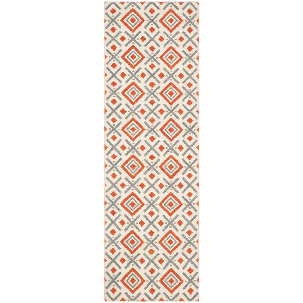 Safavieh Dhurries 116 Rug, DHU116 - Ivory / Tangerine