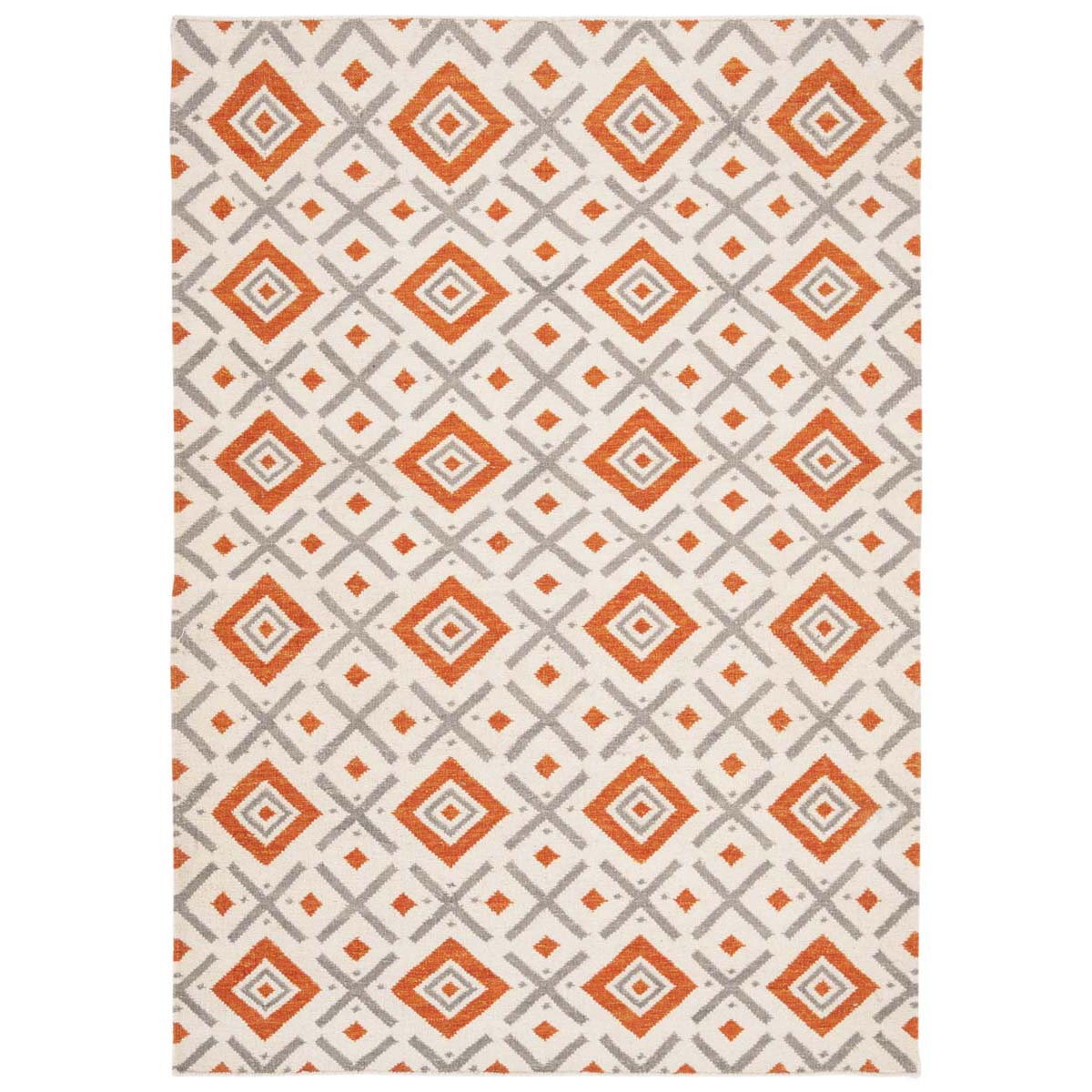 Safavieh Dhurries 116 Rug, DHU116 - Ivory / Tangerine