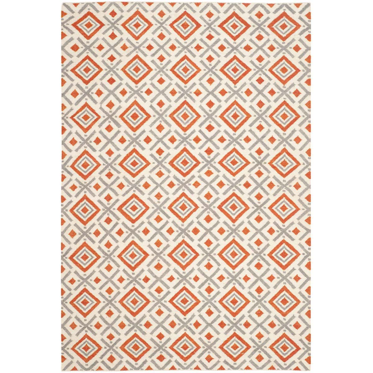 Safavieh Dhurries 116 Rug, DHU116 - Ivory / Tangerine