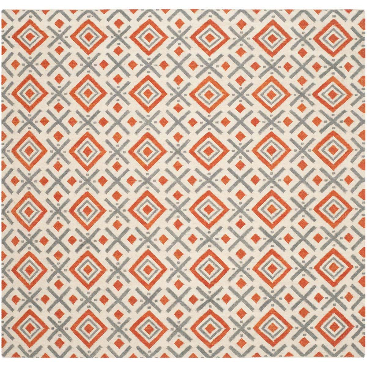 Safavieh Dhurries 116 Rug, DHU116 - Ivory / Tangerine