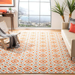 Safavieh Dhurries 116 Rug, DHU116 - Ivory / Tangerine