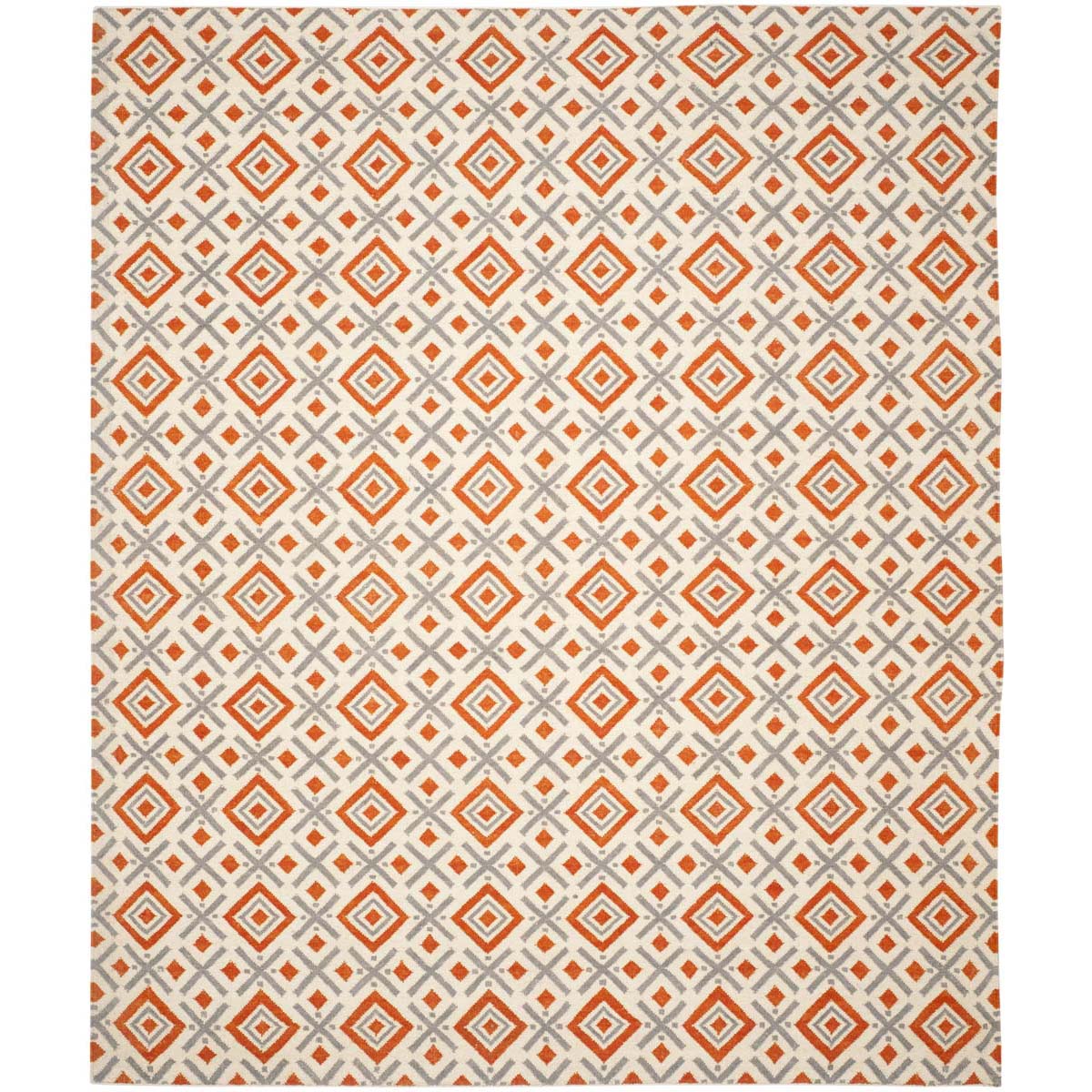 Safavieh Dhurries 116 Rug, DHU116 - Ivory / Tangerine