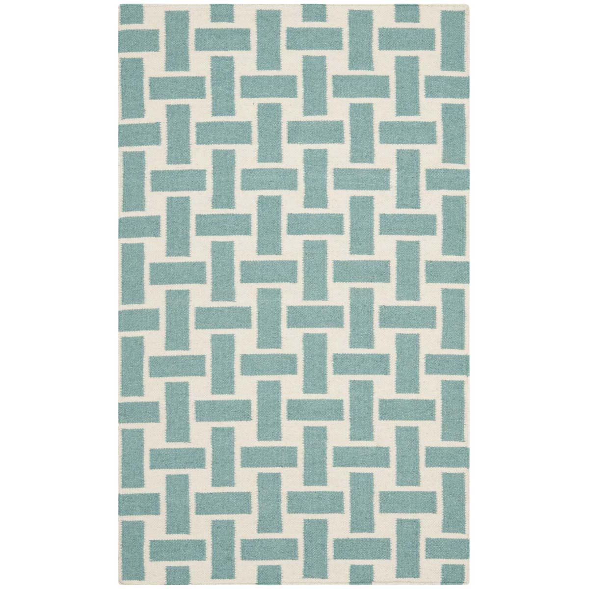 Safavieh Dhurries 201 Rug, DHU201 - Turquoise / Ivory