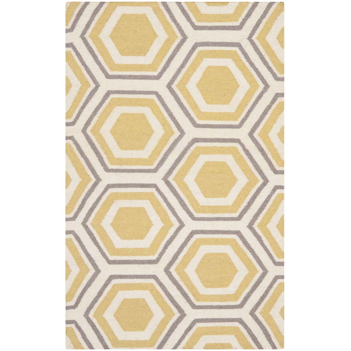 Safavieh Dhurries 202 Rug, DHU202 - Ivory / Yellow