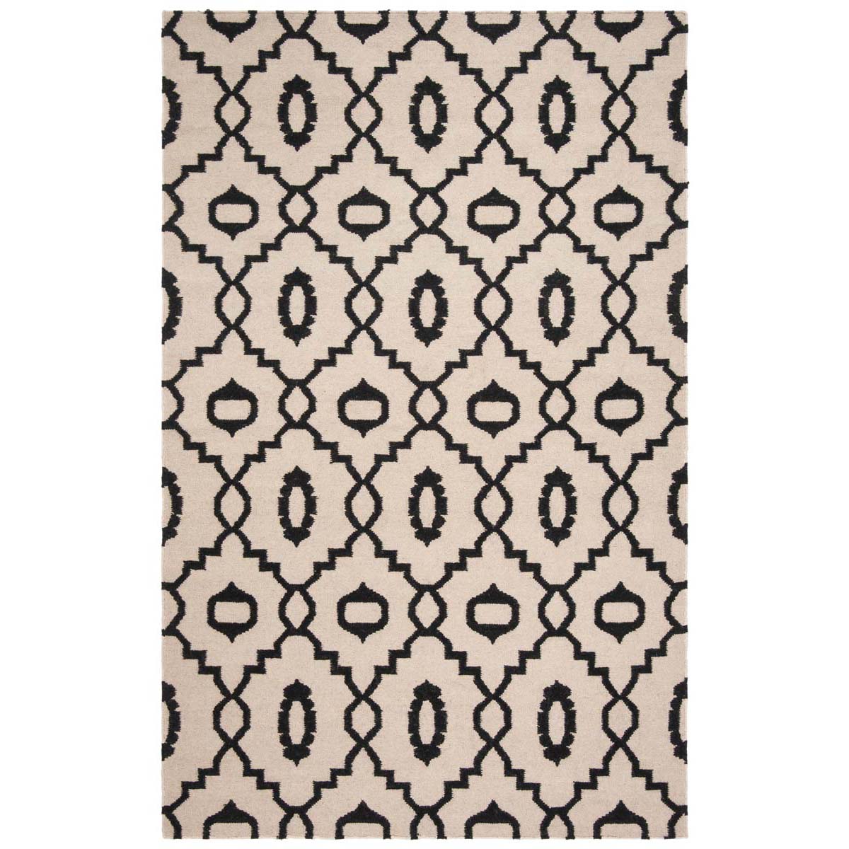 Safavieh Dhurries 205 Rug, DHU205 - Ivory / Black