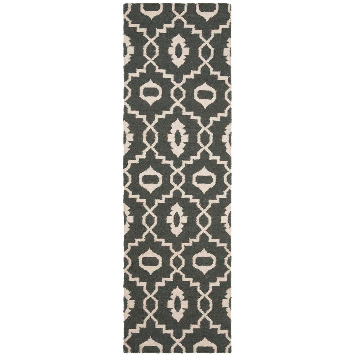 Safavieh Dhurries 205 Rug, DHU205 - Charcoal / Ivory