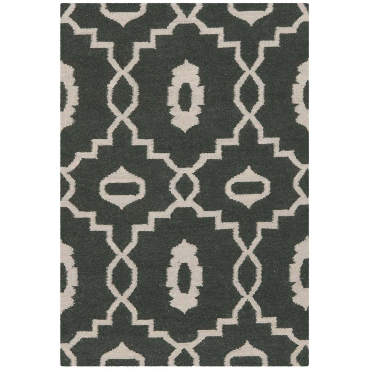 Safavieh Dhurries 205 Rug, DHU205 - Charcoal / Ivory