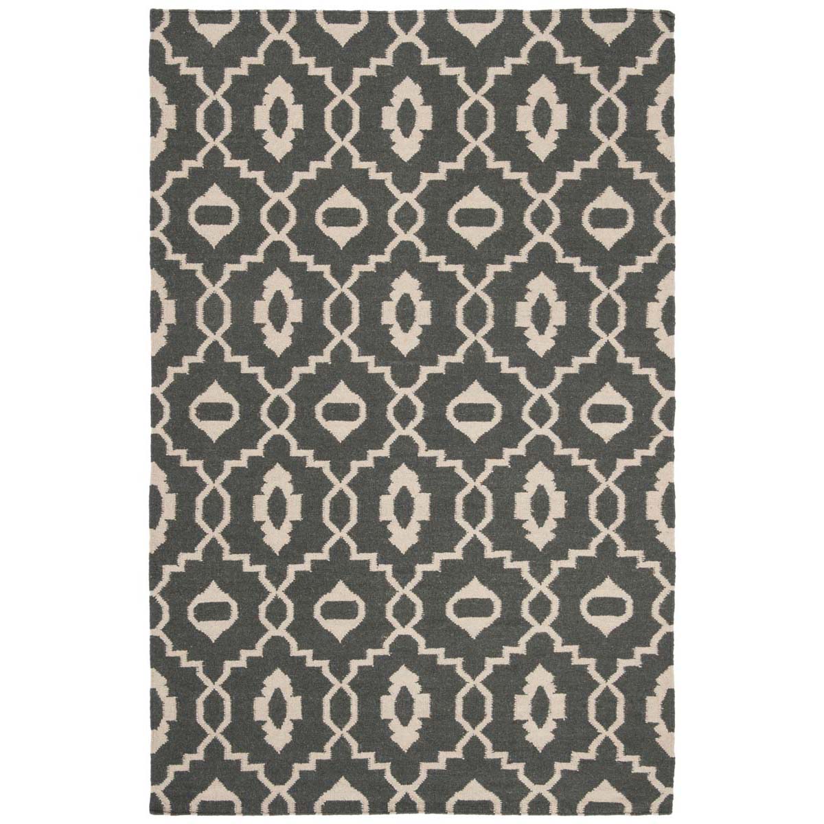 Safavieh Dhurries 205 Rug, DHU205 - Charcoal / Ivory