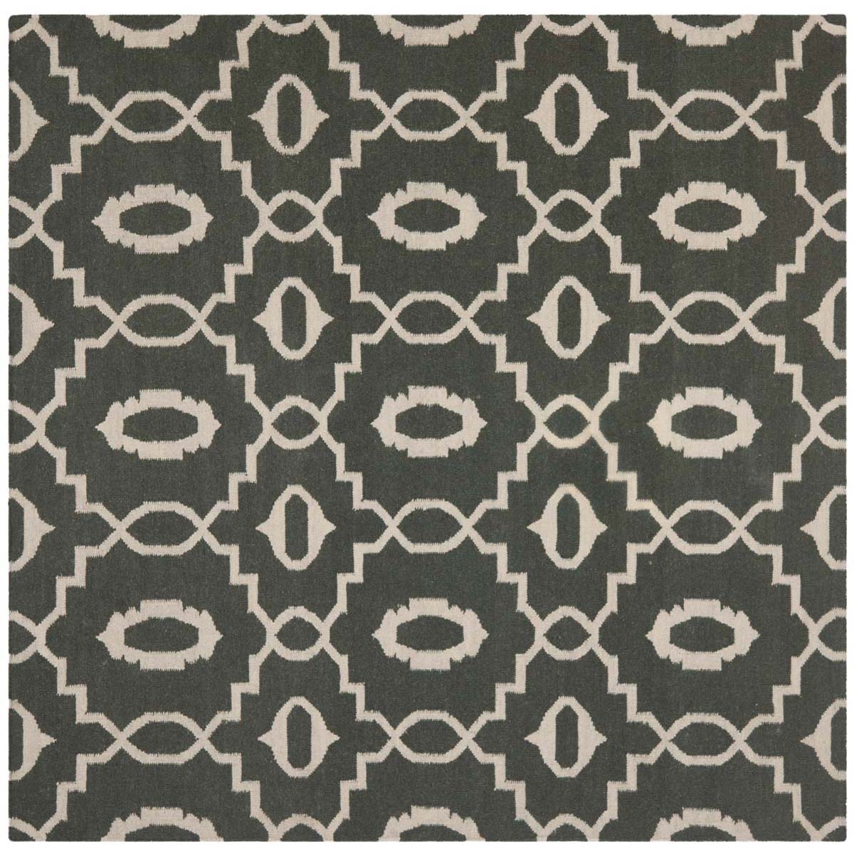 Safavieh Dhurries 205 Rug, DHU205 - Charcoal / Ivory