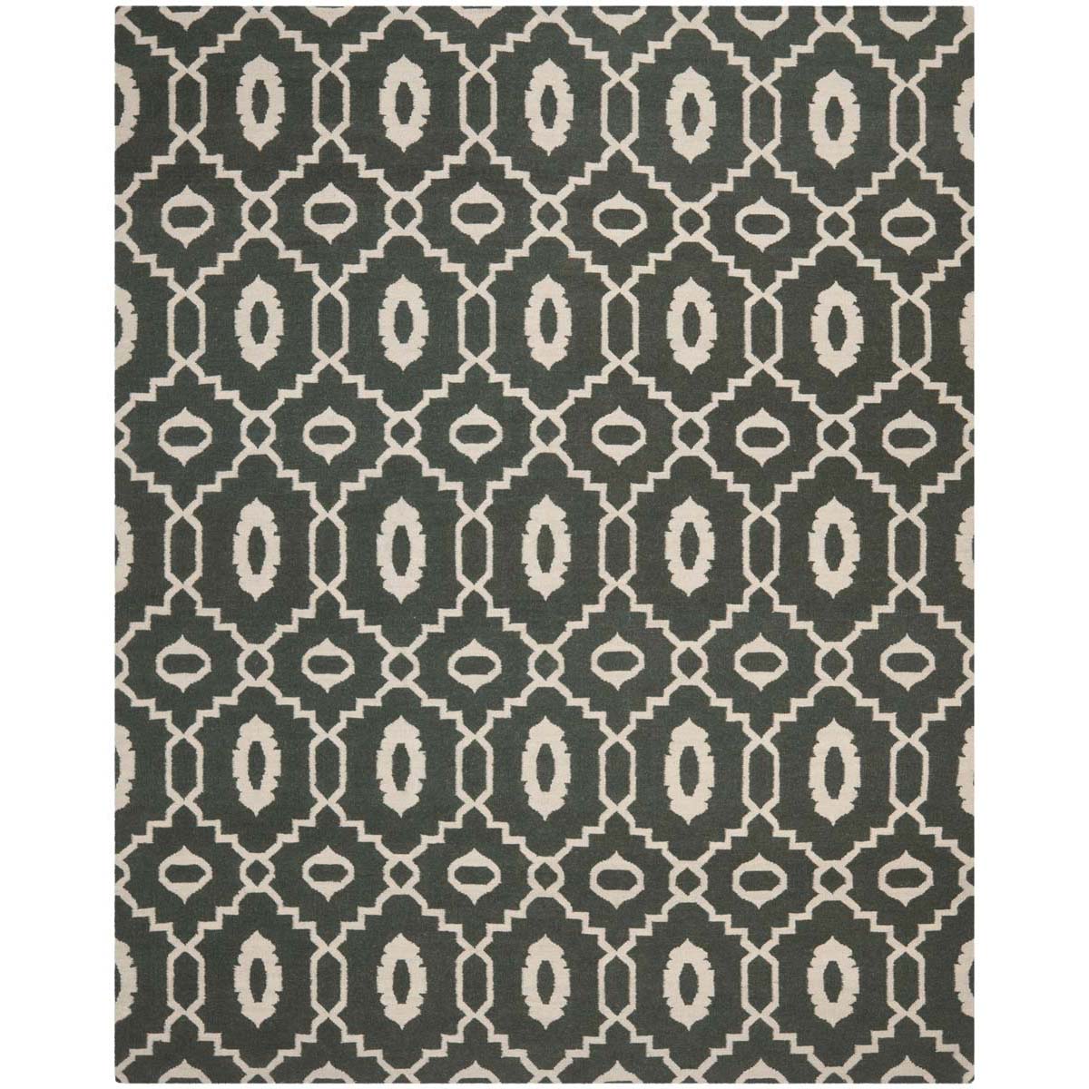 Safavieh Dhurries 205 Rug, DHU205 - Charcoal / Ivory