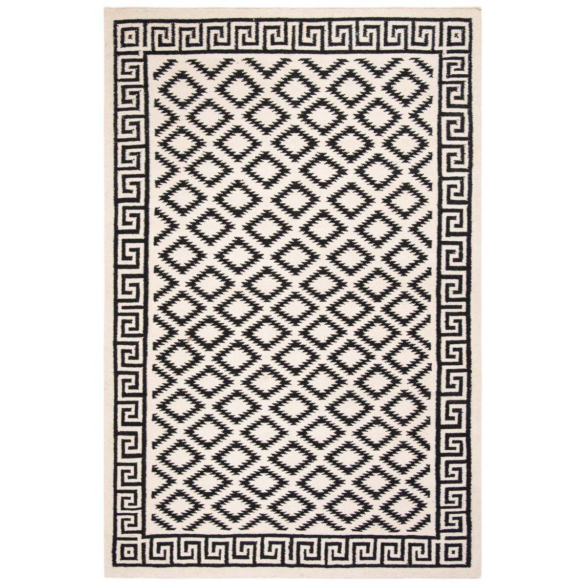 Safavieh Dhurries 411 Rug, DHU411 - Ivory / Black