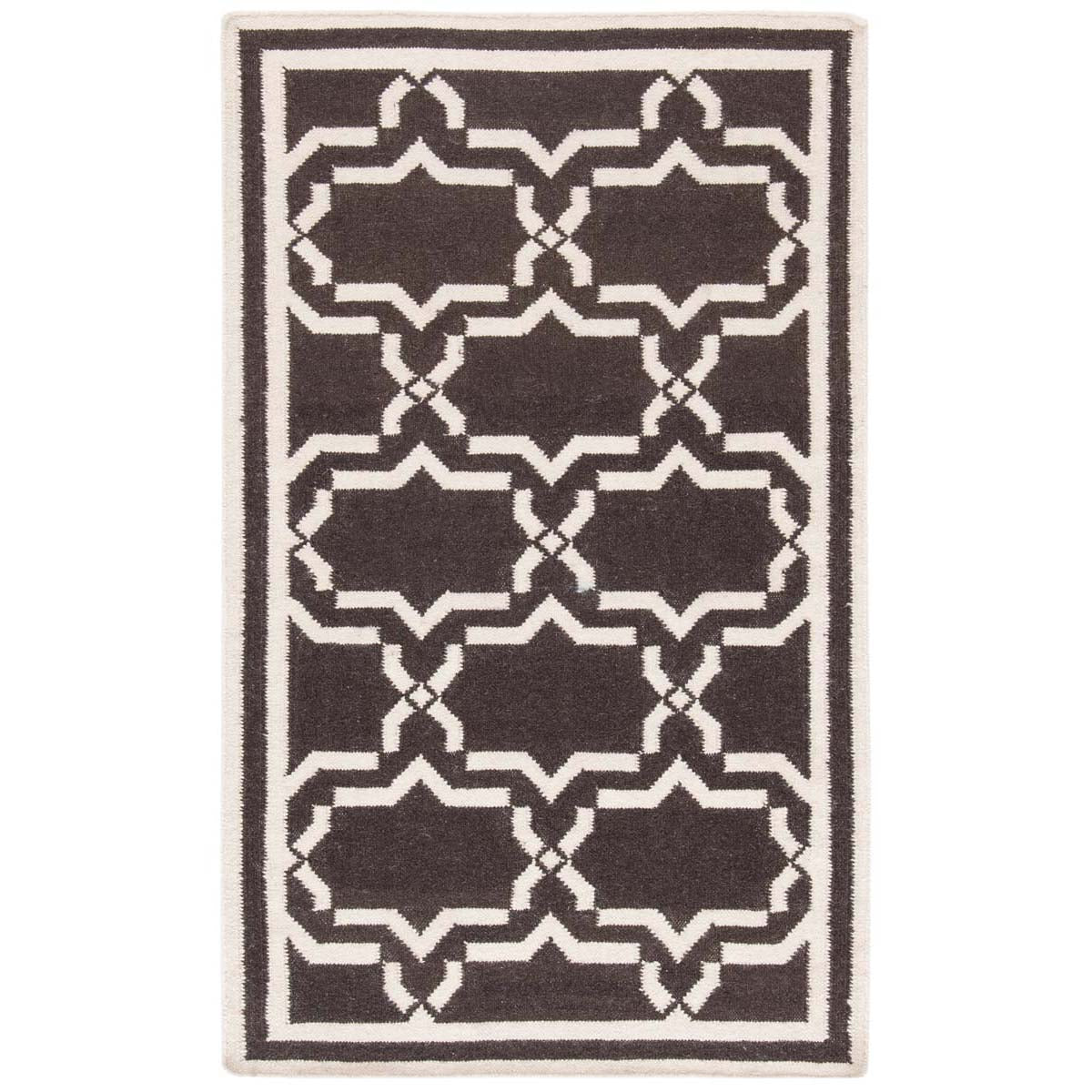 Safavieh Dhurries 545 Rug, DHU545 - Chocolate / Ivory