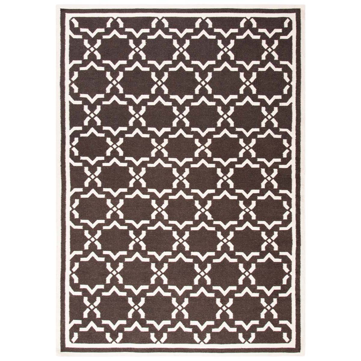 Safavieh Dhurries 545 Rug, DHU545 - Chocolate / Ivory