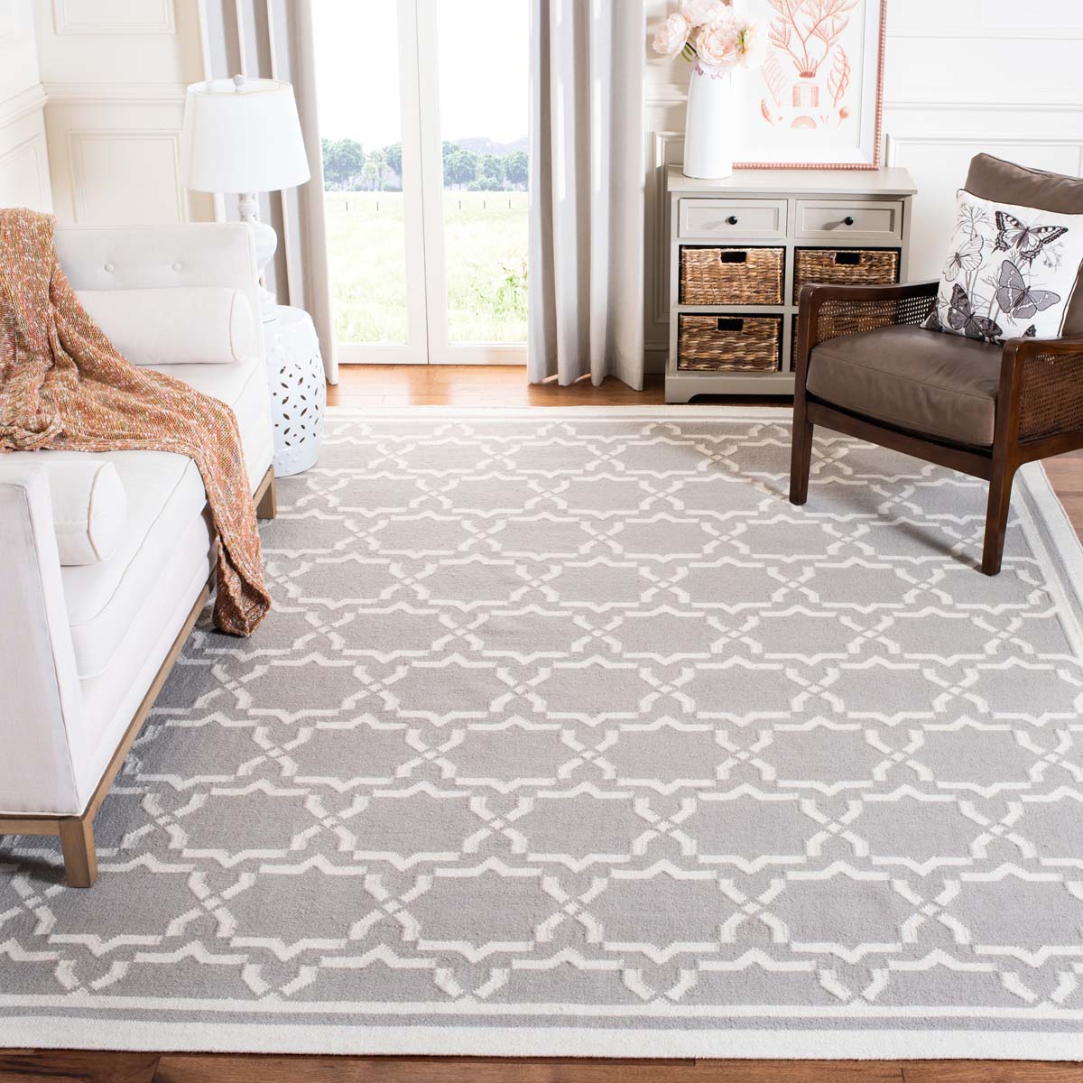 Safavieh Dhurries 545 Rug, DHU545 - Grey / Ivory