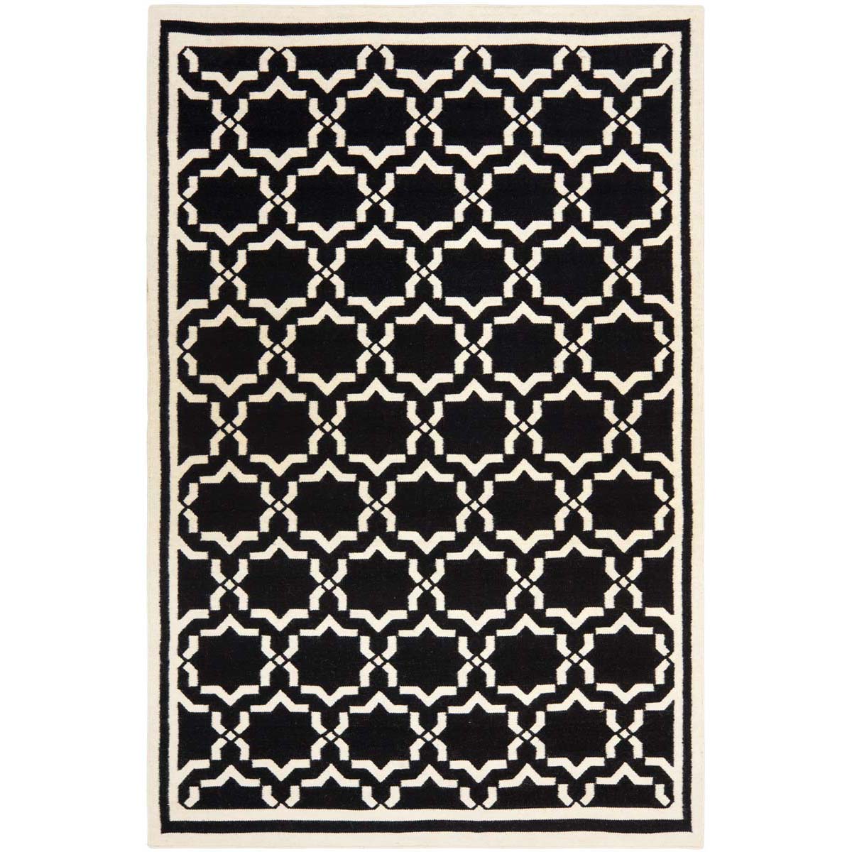 Safavieh Dhurries 545 Rug, DHU545 - Black / Ivory