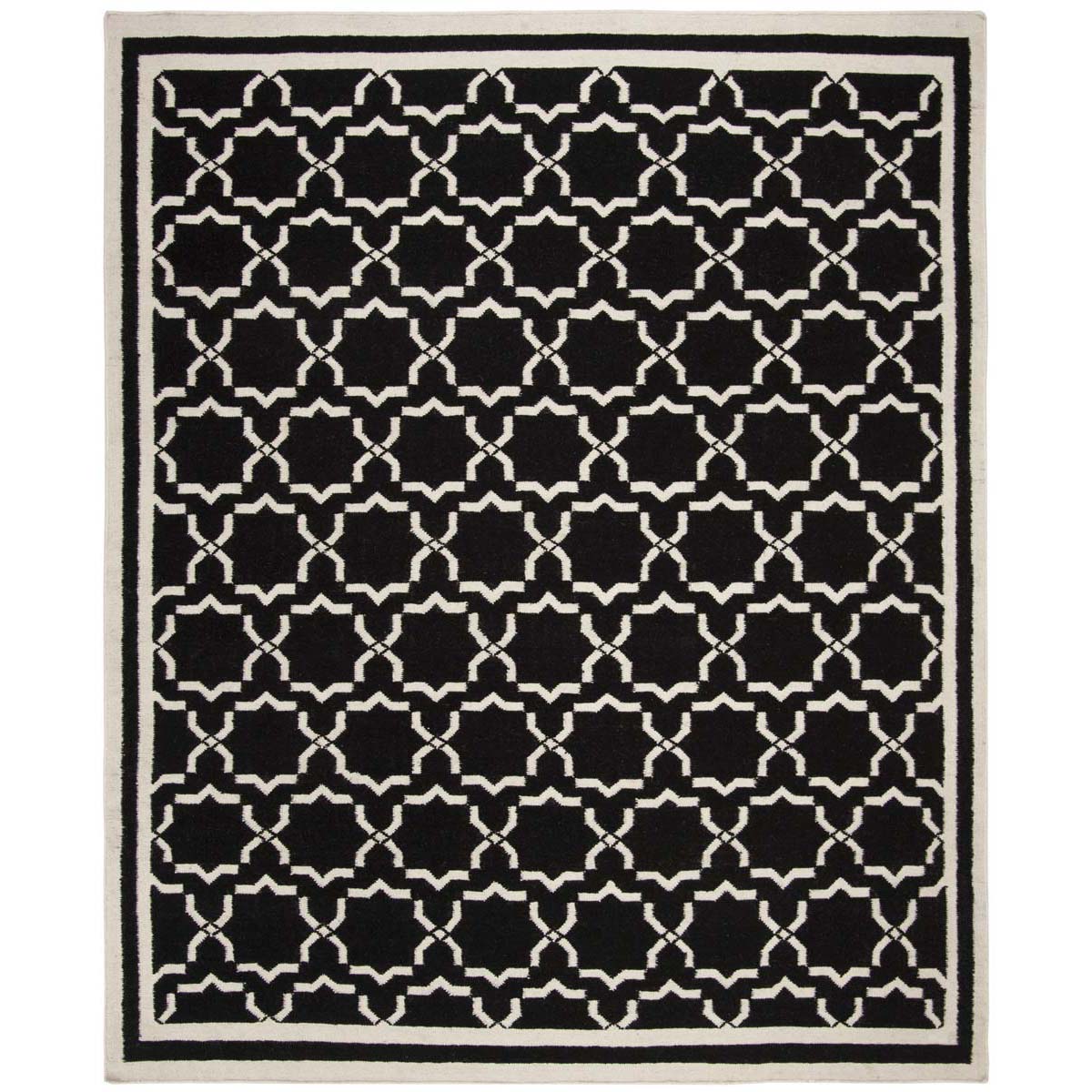 Safavieh Dhurries 545 Rug, DHU545 - Black / Ivory