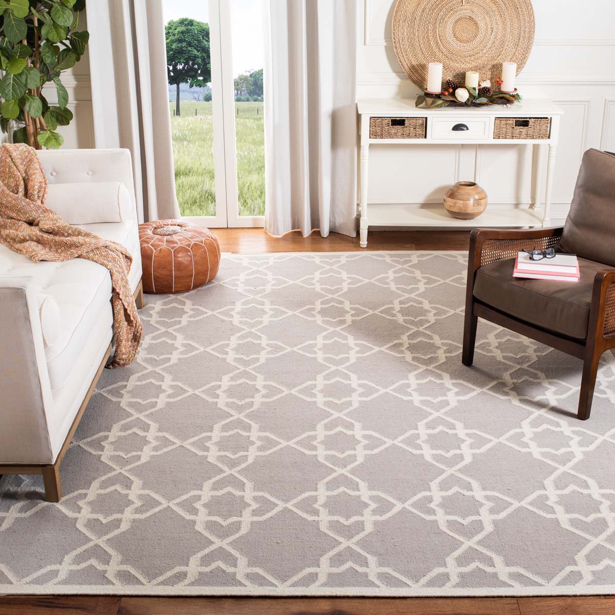 Safavieh Dhurries 548 Rug, DHU548 - Grey / Ivory