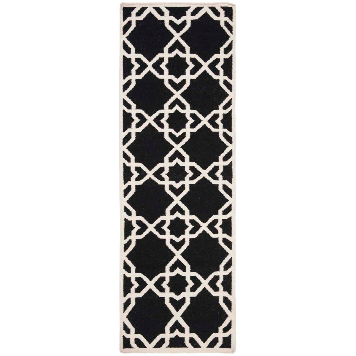 Safavieh Dhurries 548 Rug, DHU548 - Black / Ivory