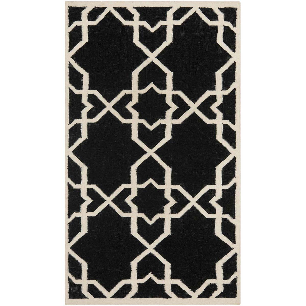 Safavieh Dhurries 548 Rug, DHU548 - Black / Ivory