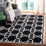 Safavieh Dhurries 548 Rug, DHU548 - Black / Ivory