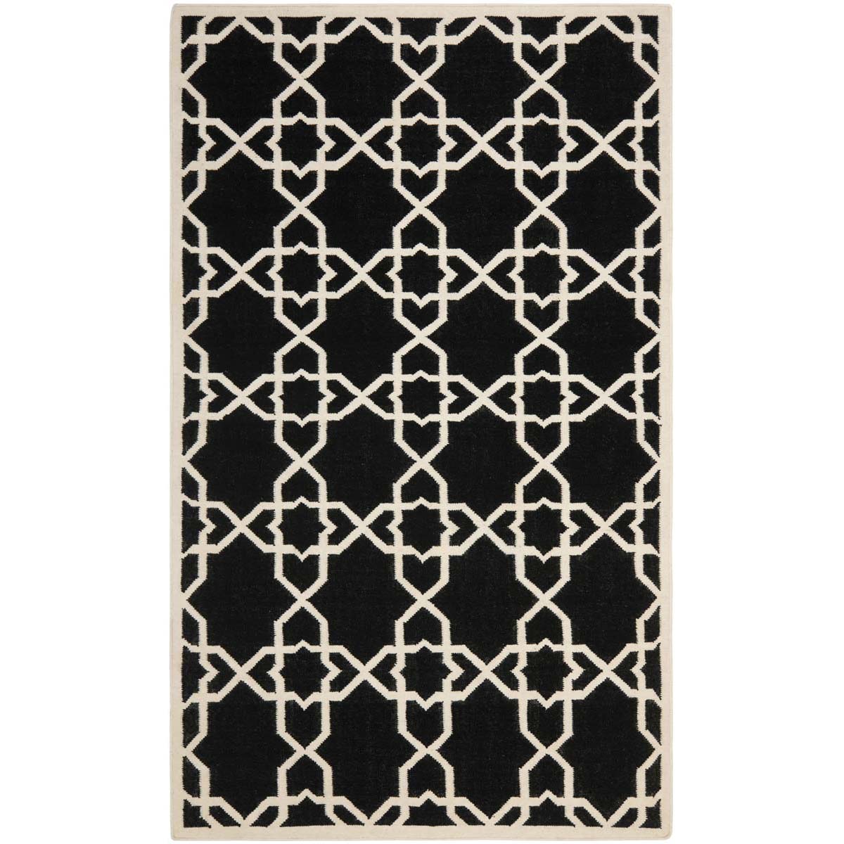 Safavieh Dhurries 548 Rug, DHU548 - Black / Ivory