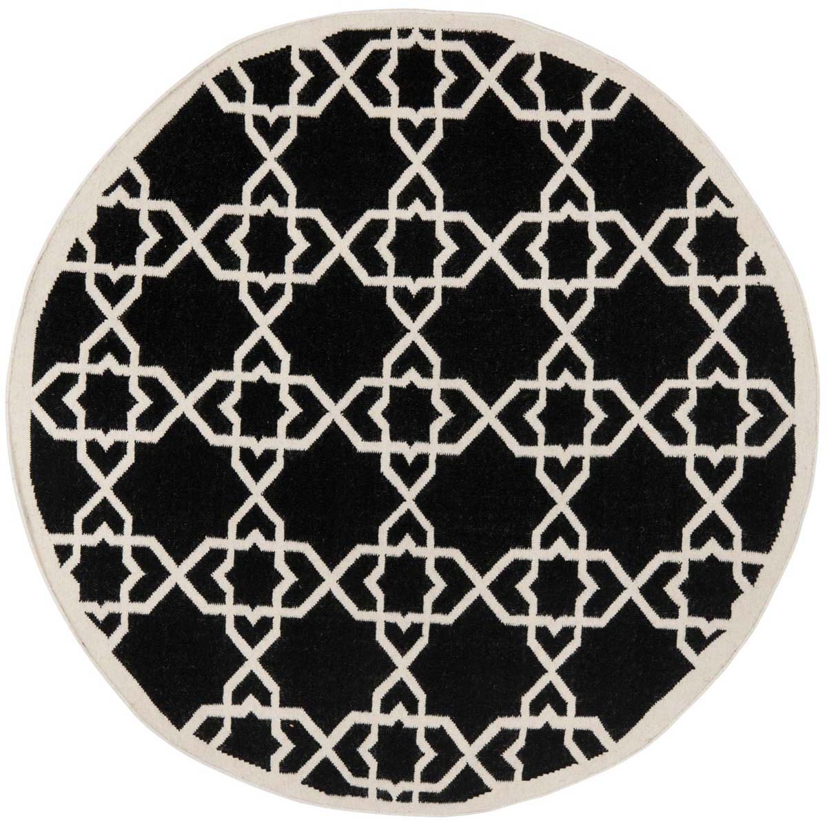 Safavieh Dhurries 548 Rug, DHU548 - Black / Ivory