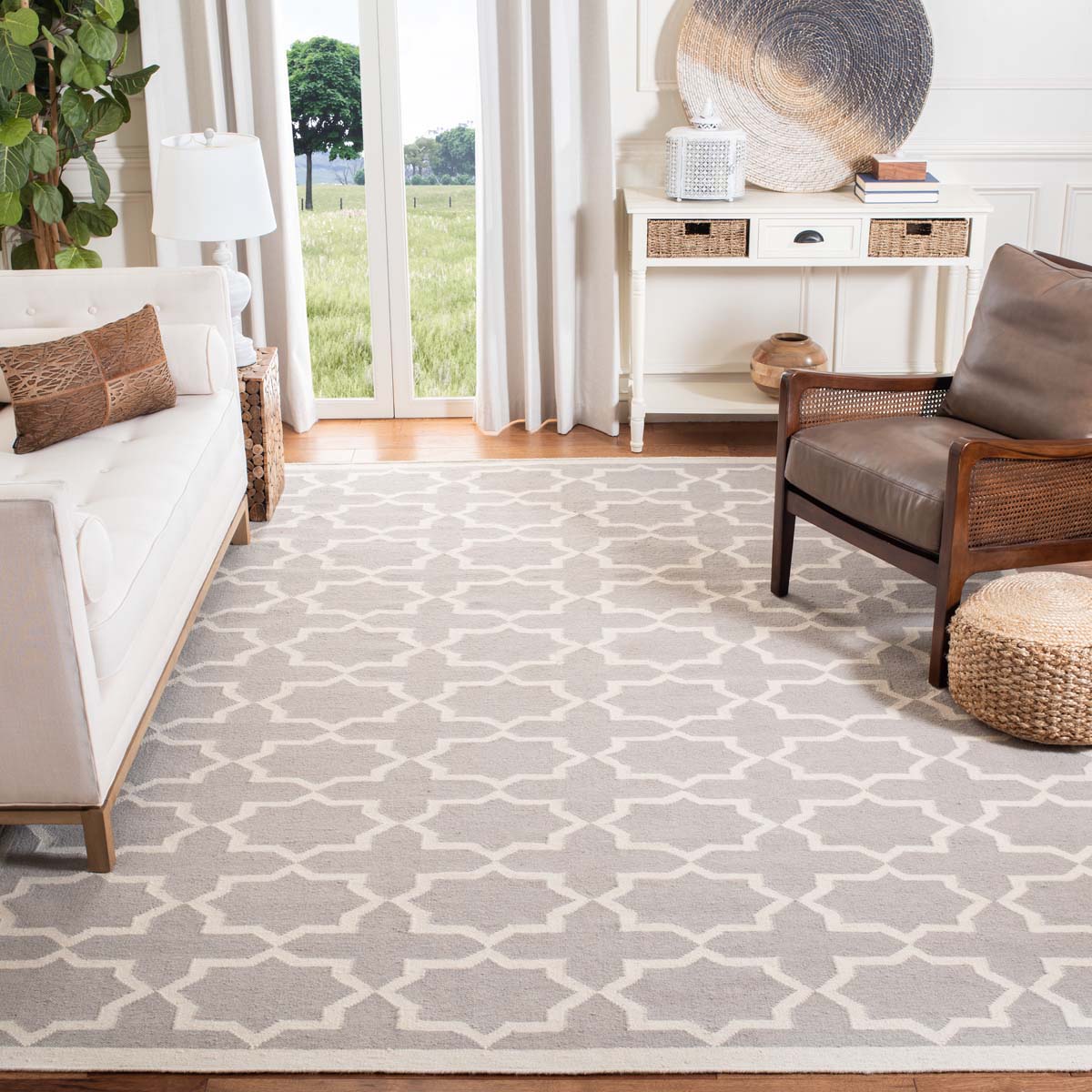 Safavieh Dhurries 549 Rug, DHU549 - Grey / Ivory