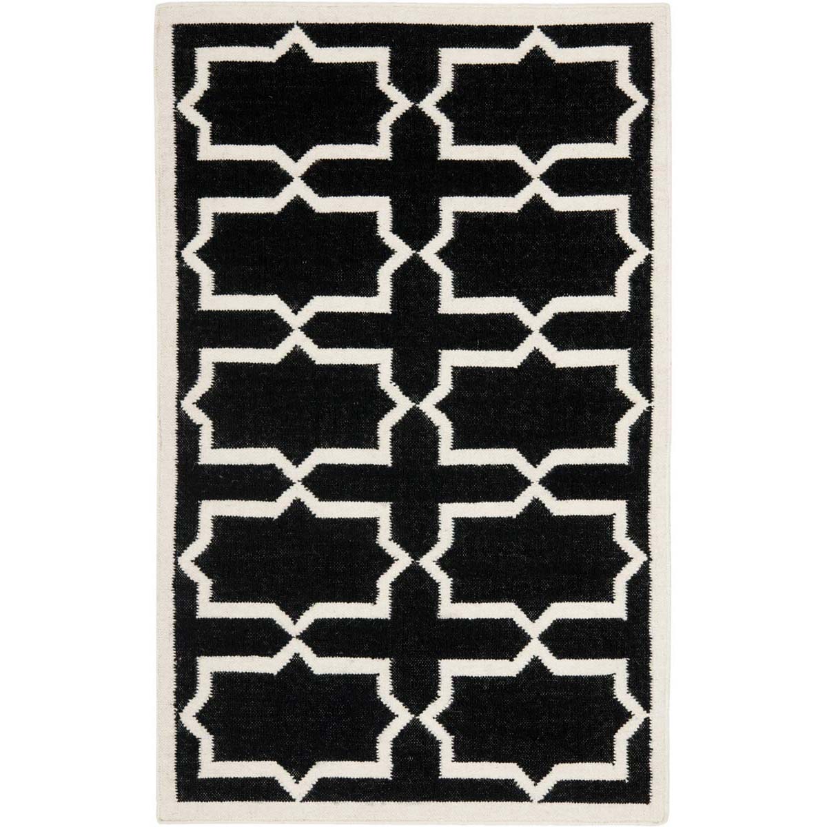 Safavieh Dhurries 549 Rug, DHU549 - Black / Ivory