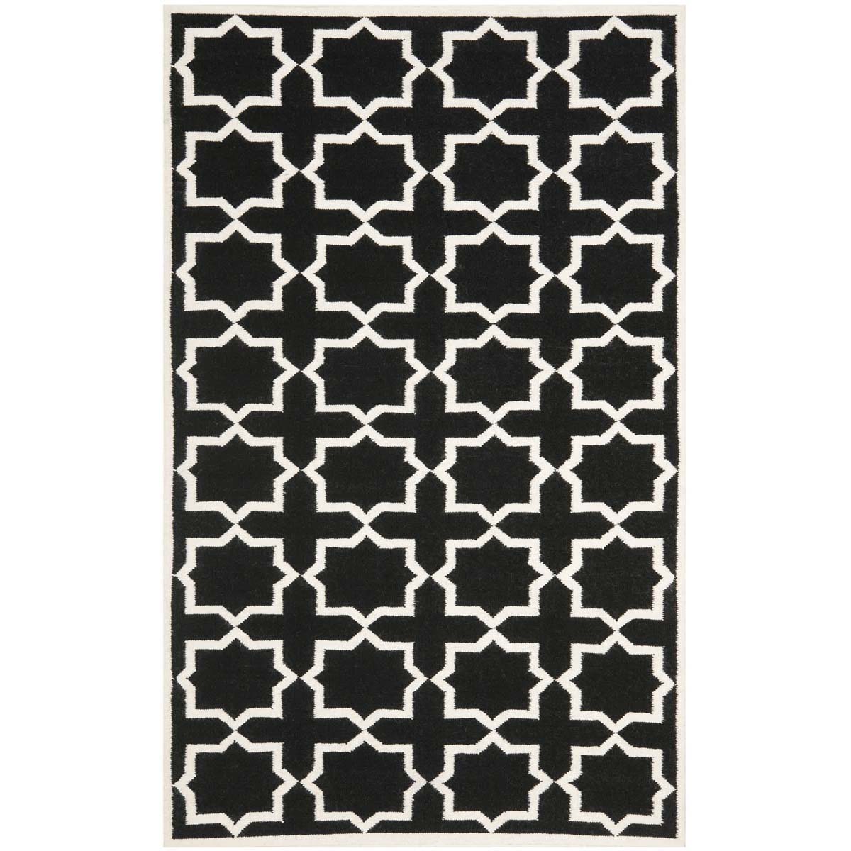 Safavieh Dhurries 549 Rug, DHU549 - Black / Ivory