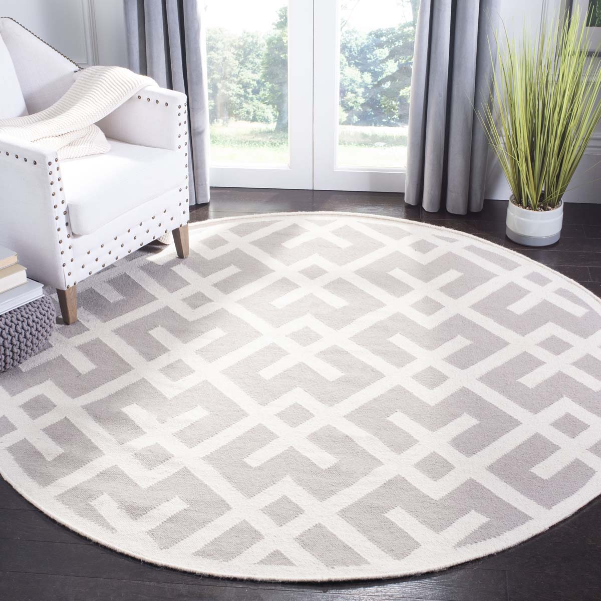 Safavieh Dhurries 552 Rug, DHU552 - Grey / Ivory