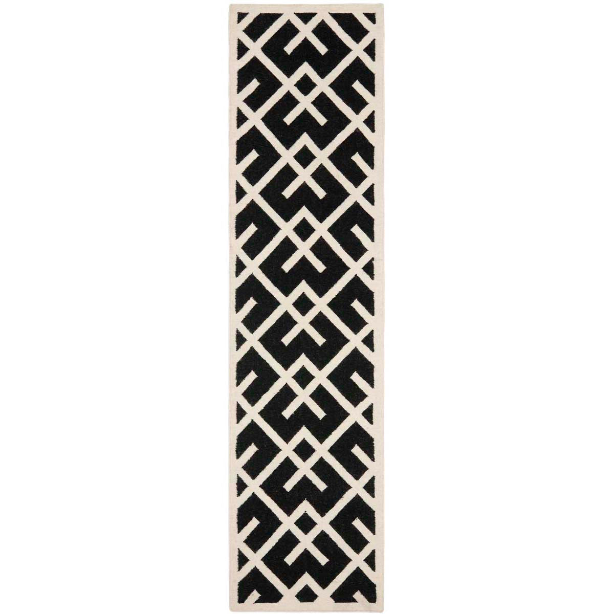 Safavieh Dhurries 552 Rug, DHU552 - Black / Ivory