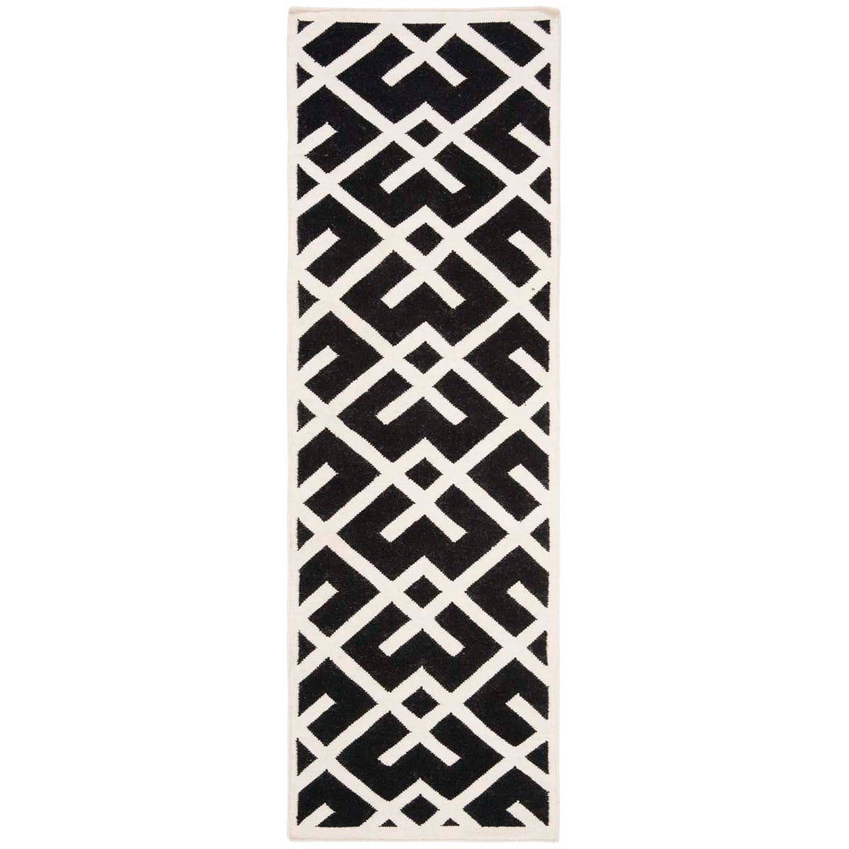 Safavieh Dhurries 552 Rug, DHU552 - Black / Ivory